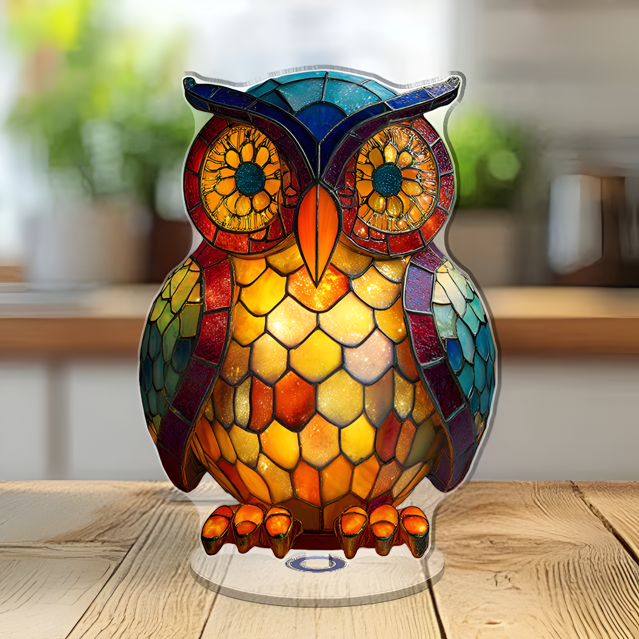 Rotatable Color Changing Acrylic Owl Design Table Lamp