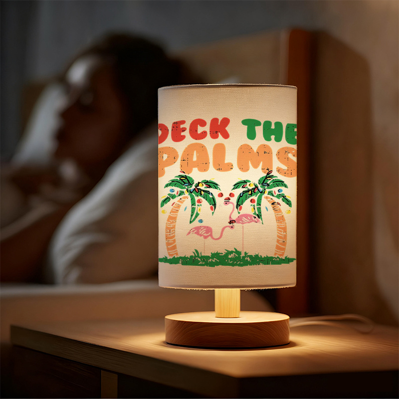 A Modern USB-powered Linen Table Lamp with Creative Pattern
