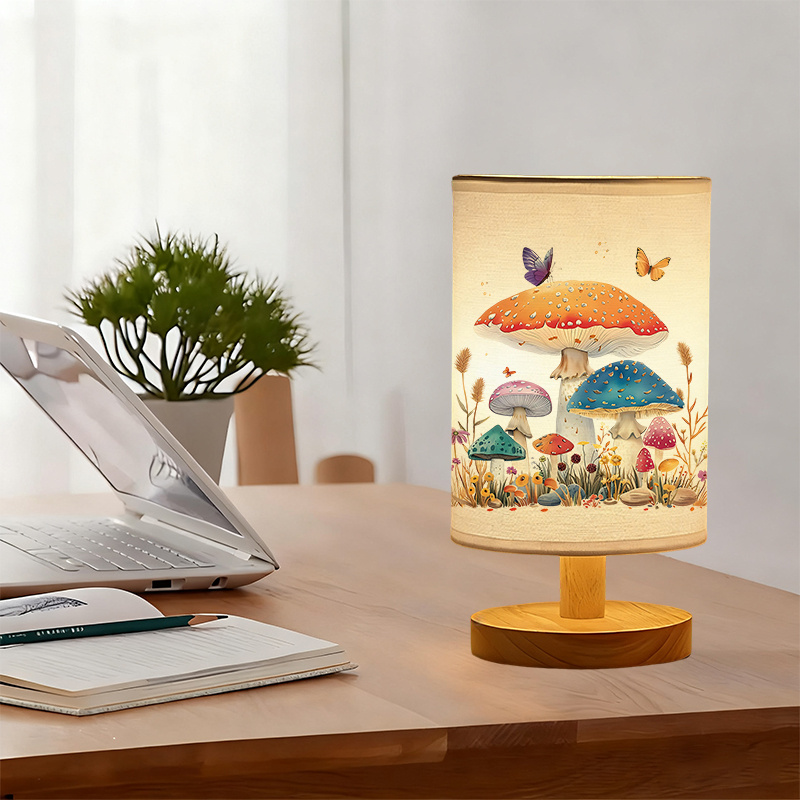 A Modern USB Powered Linen Table Lamp With Creative Patterns