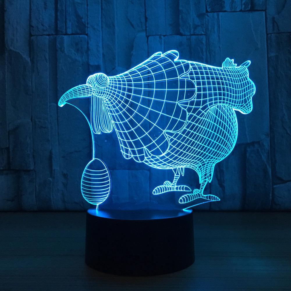 Hen 3D Optical Illusion Lamp with Multicolor LED And USB Power-3D Optical Lamp