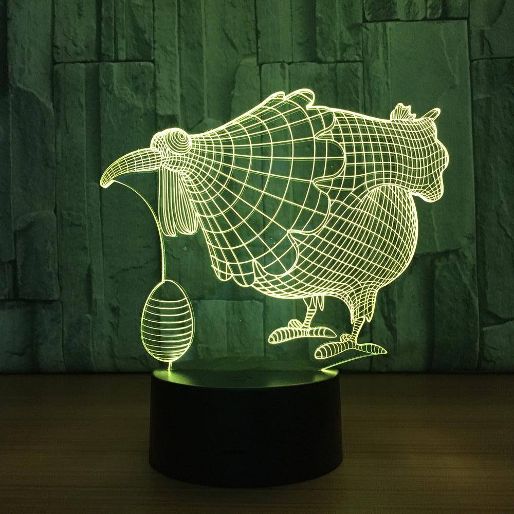 Hen 3D Optical Illusion Lamp with Multicolor LED And USB Power-3D Optical Lamp