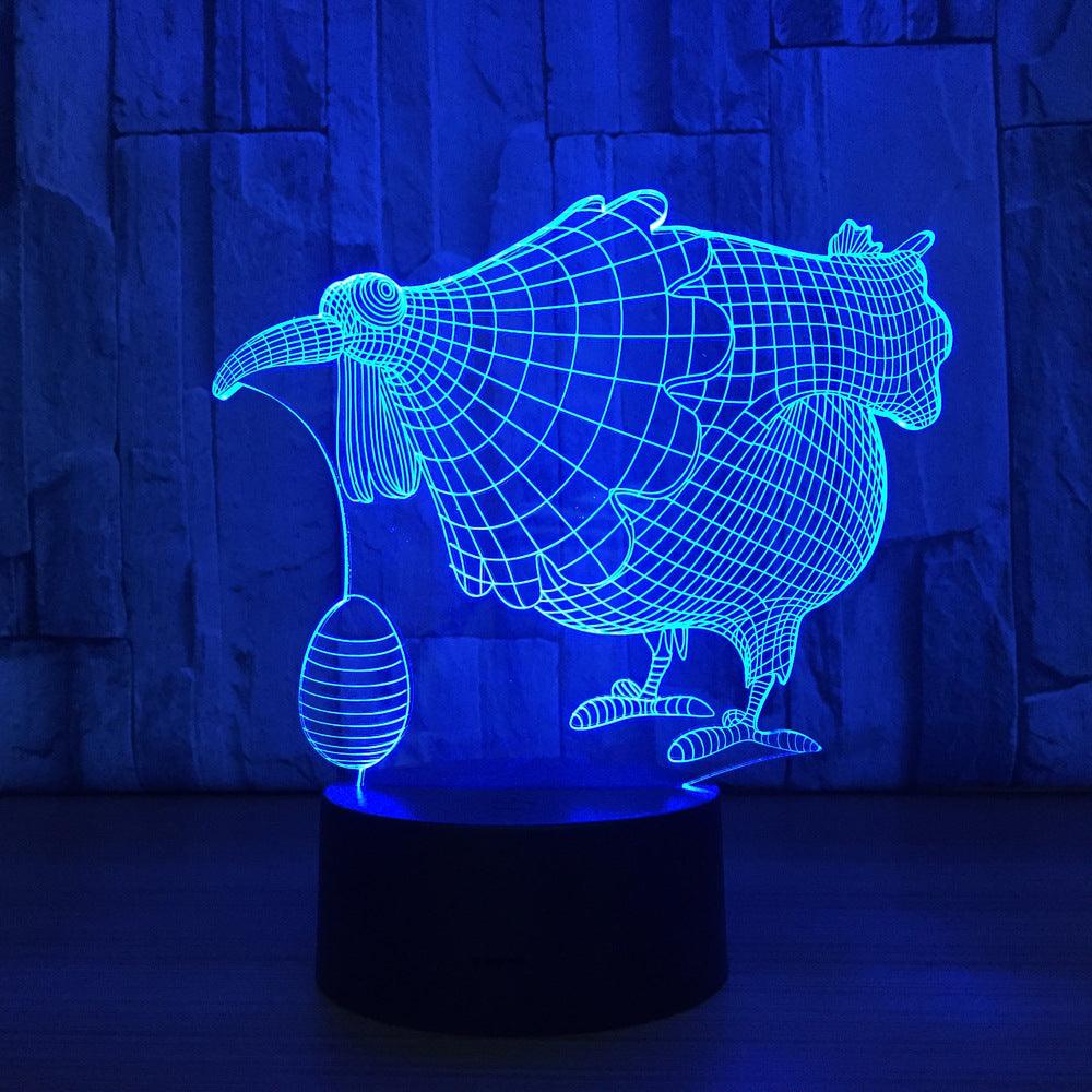 Hen 3D Optical Illusion Lamp with Multicolor LED And USB Power-3D Optical Lamp