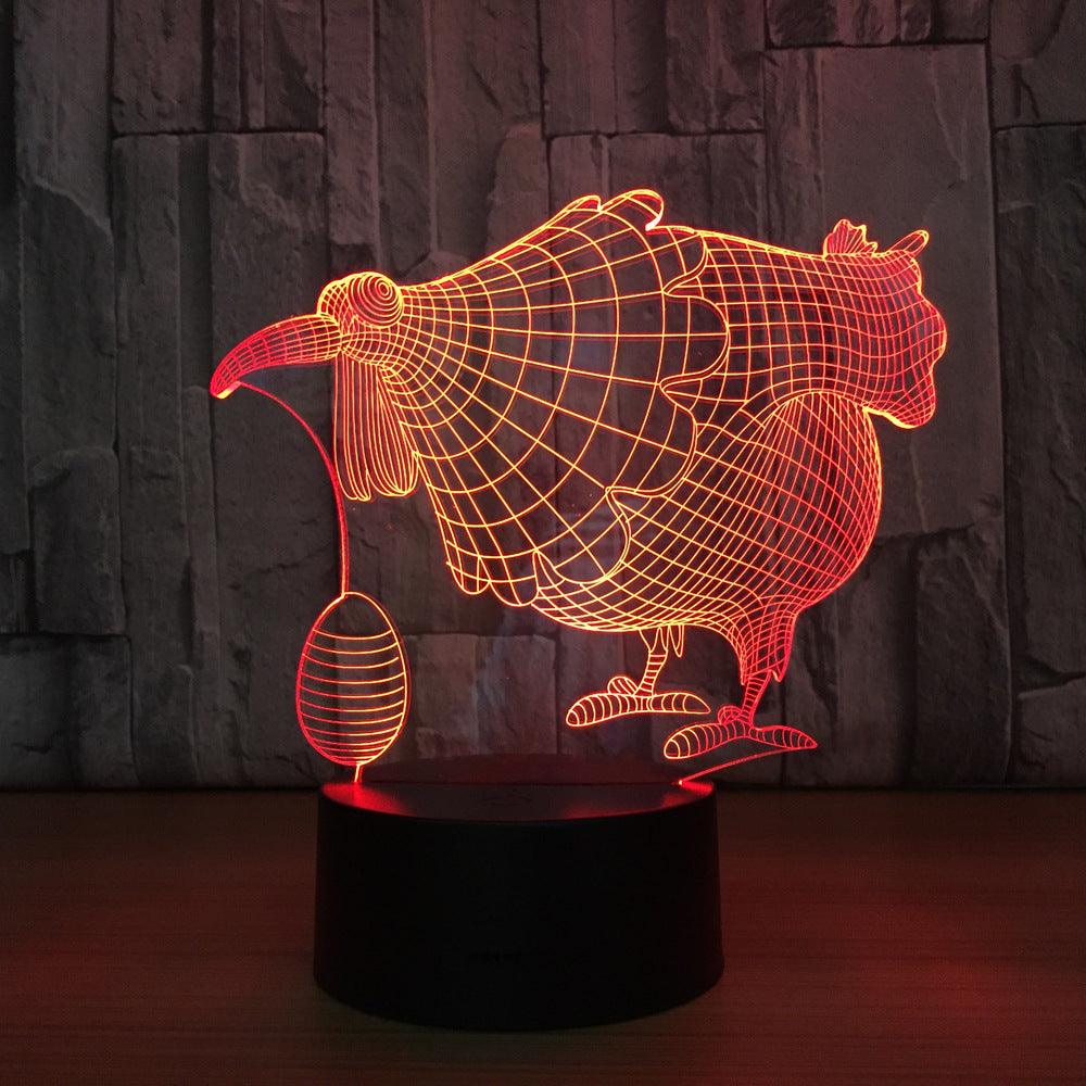Hen 3D Optical Illusion Lamp with Multicolor LED And USB Power-3D Optical Lamp