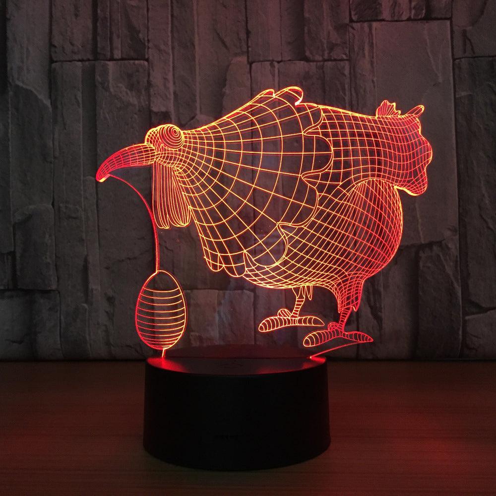 Hen 3D Optical Illusion Lamp with Multicolor LED And USB Power-3D Optical Lamp