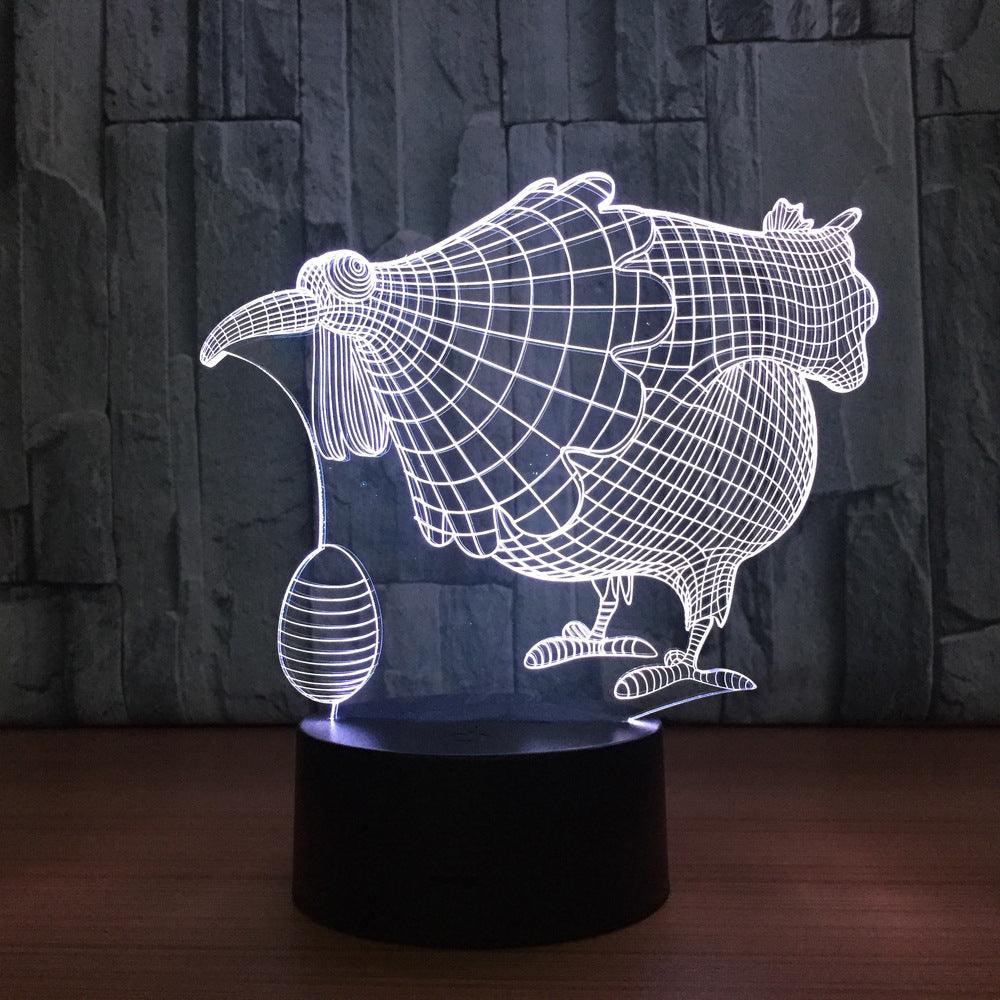 Hen 3D Optical Illusion Lamp with Multicolor LED And USB Power-3D Optical Lamp