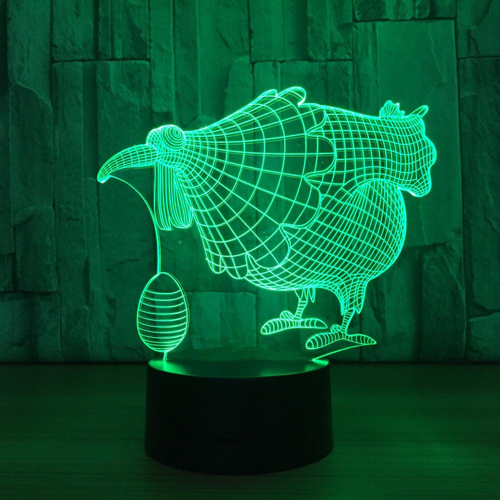 Hen 3D Optical Illusion Lamp with Multicolor LED And USB Power-3D Optical Lamp