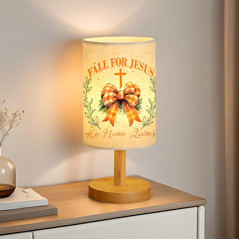 Modern USB-Powered Linen Table Lamp with Elegant Bow & Leaf Pattern Design