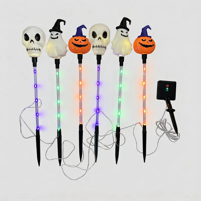 Pack Of 6 Waterproof Halloween Solar Path Lights Set