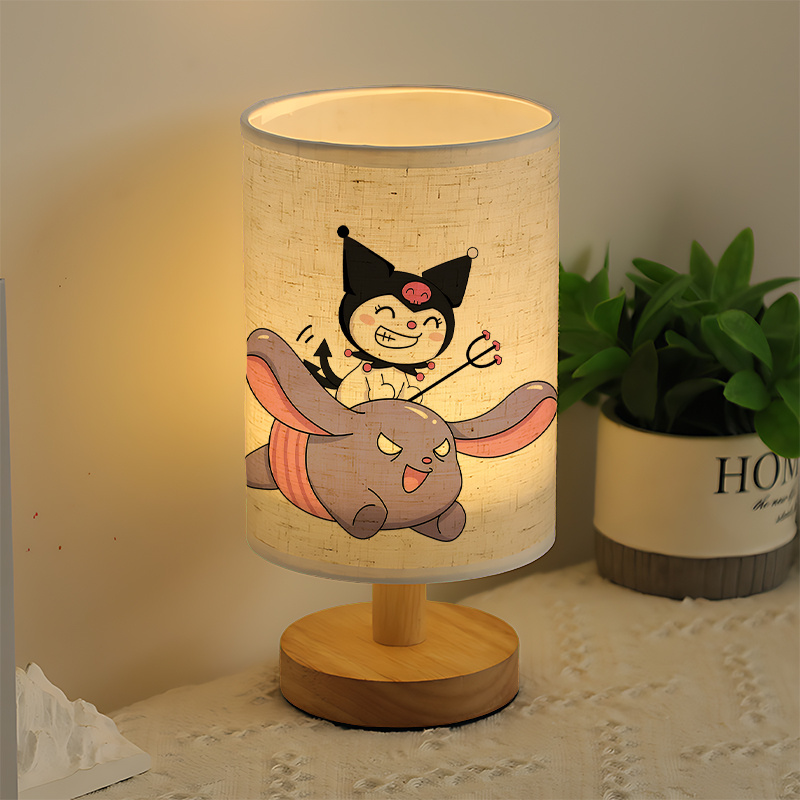 modern USB-powered Sanrio linen table lamp featuring creative Sanrio patterns