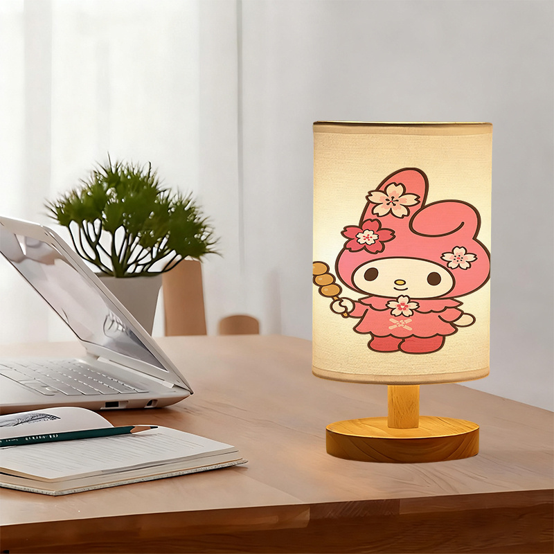 A modern Sanrio USB-powered linen lamp with a creative design, featuring Sanrio patterns
