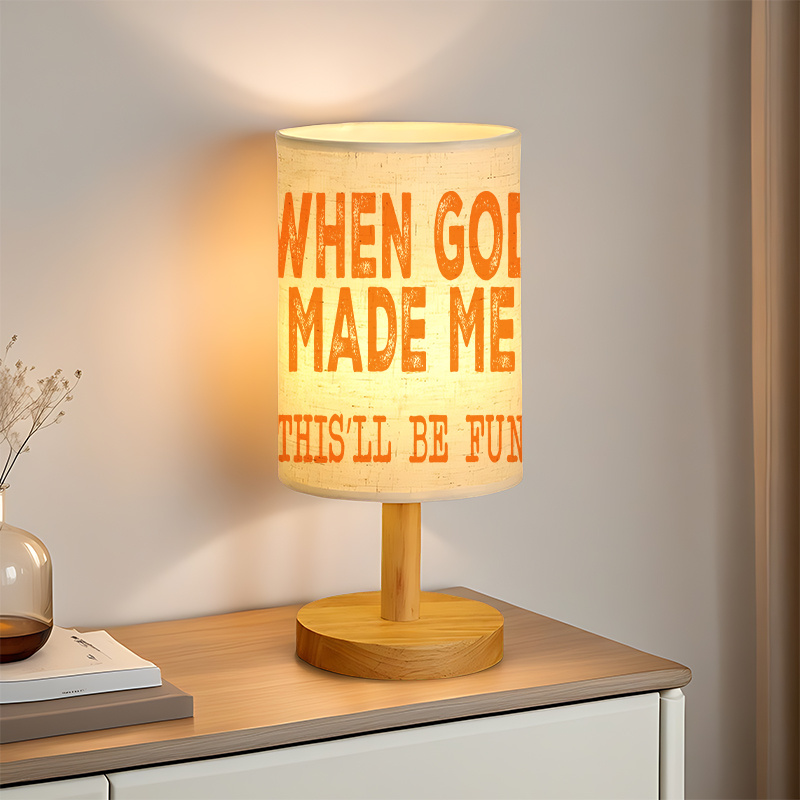 Modern USB-Powered Linen Table Lamp with Inspirational Verse Design
