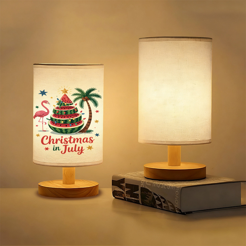 A Modern USB-powered Linen Table Lamp With Creative Patterns