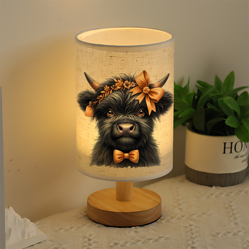 Cow Themed USB Powered Linen Lamp