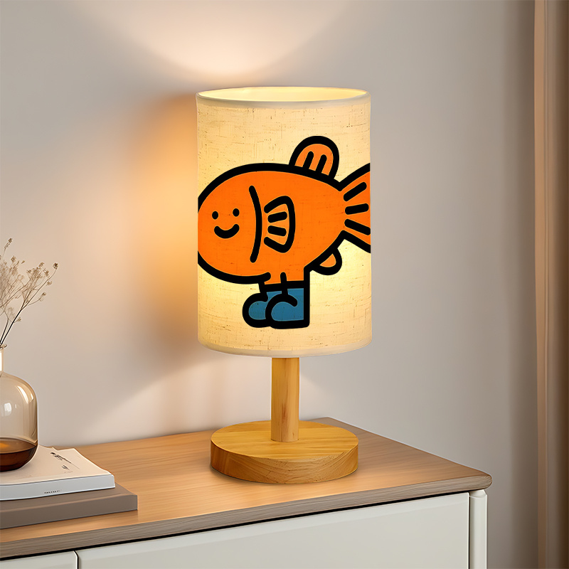 A Modern USB-powered Linen Table Lamp With Creative Patterns