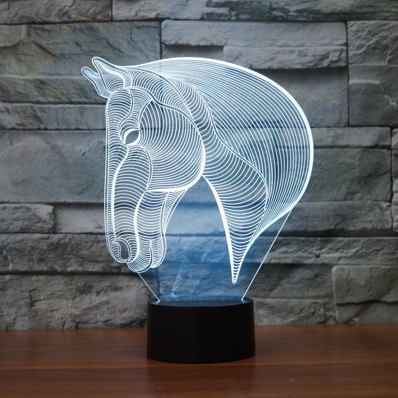 Elegant Stallion Bust 3D Optical Illusion Lamp - 3D Optical Lamp