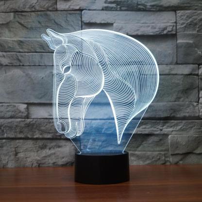 Elegant Stallion Bust 3D Optical Illusion Lamp - 3D Optical Lamp