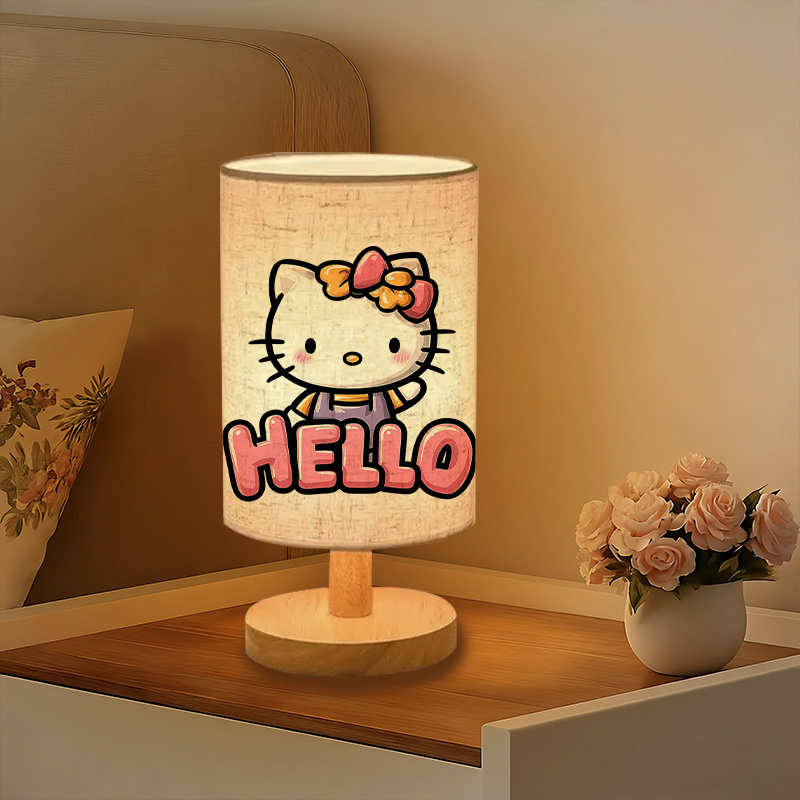Sanrio Character USB-Powered Modern Bedside Lamp with Cute Pink Bow & Heart Design