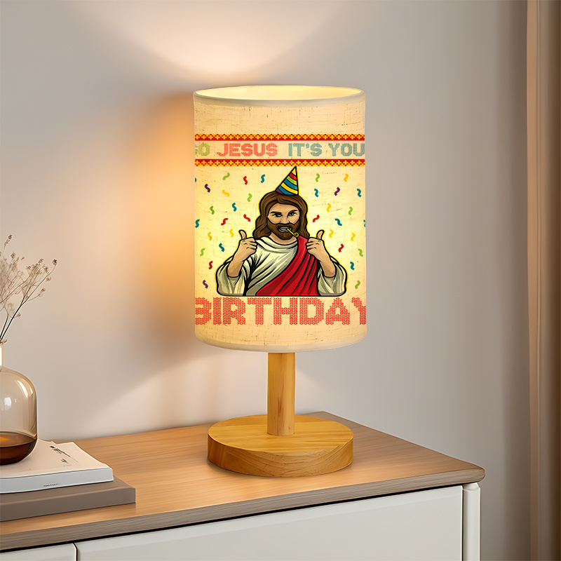 USB Powered Linen Table Lamp Birthday Design