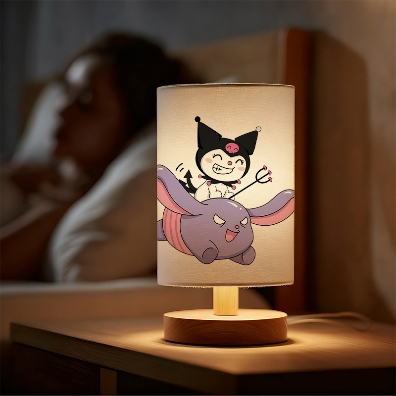 modern USB-powered Sanrio linen table lamp featuring creative Sanrio patterns