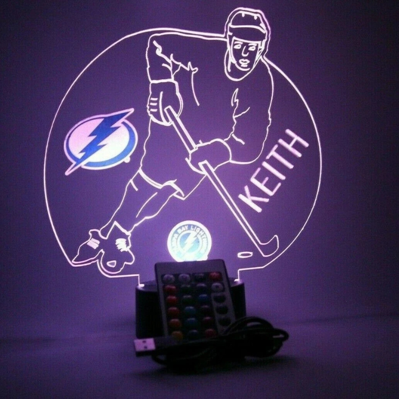 Personalized Tampa Bay Lightning NHL TB Hockey Player Fan Light Up Lamp LED 