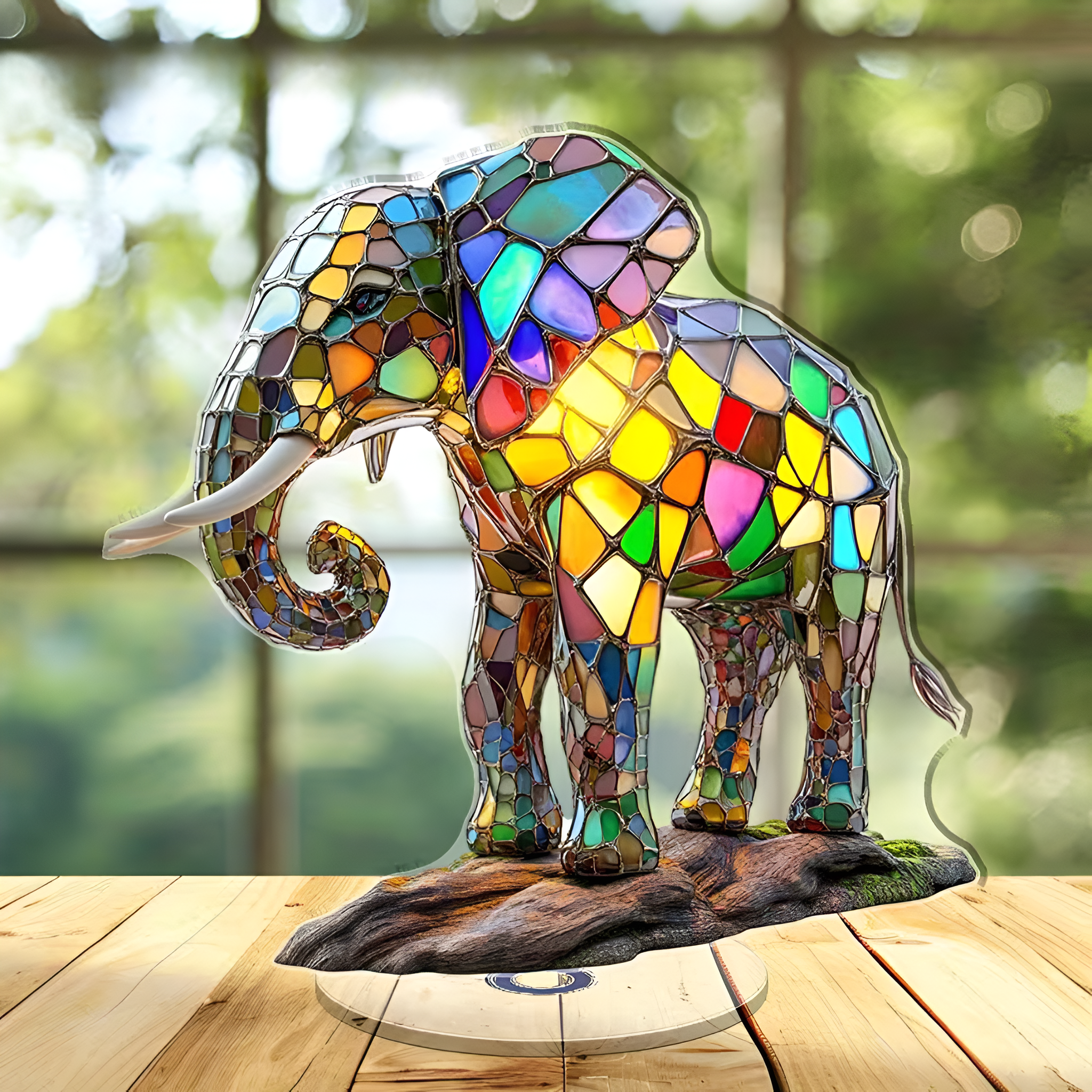Rotating Acrylic Colorful Elephant Design Lamp For Decor