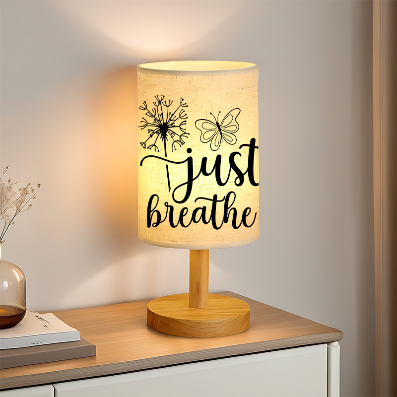 A Modern USB-powered Linen Table Lamp With Creative Patterns