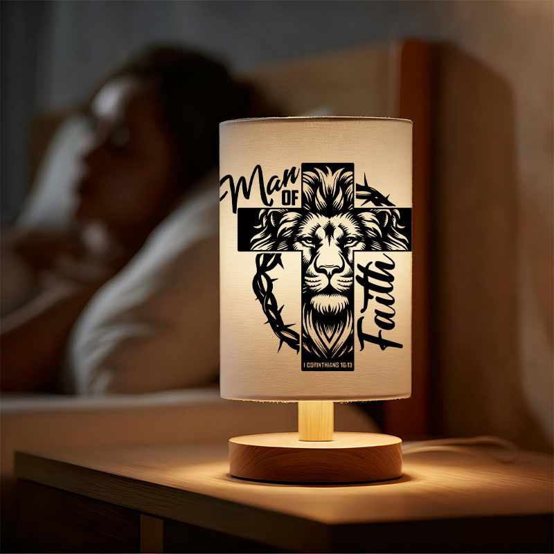 Modern USB-Powered Linen Table Lamp with Face Design