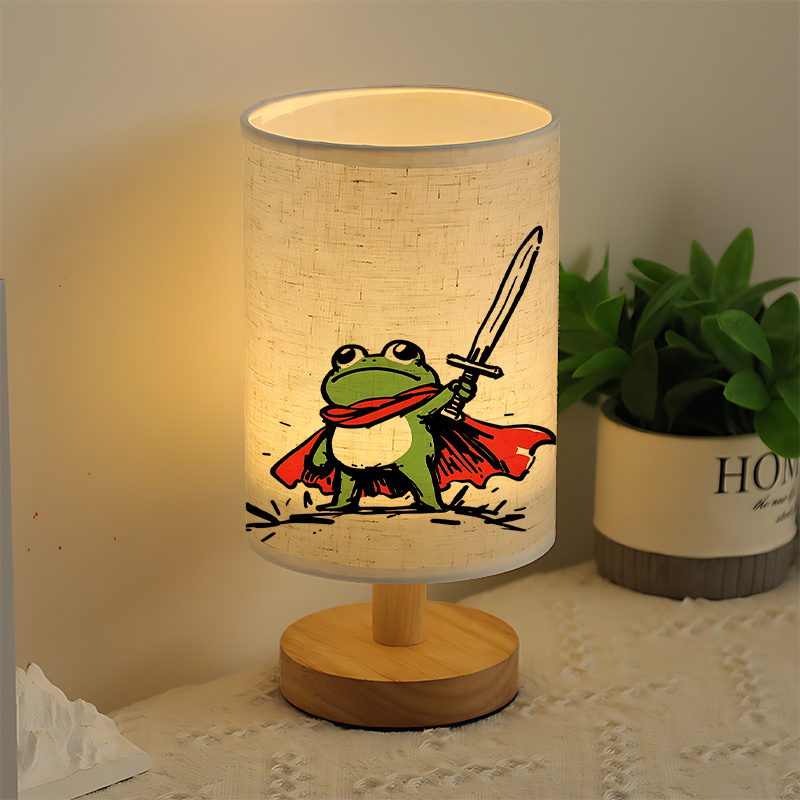 A Modern USB powered Linen Table Lamp with Creative Patterns and Perfect for Bedside Decoration