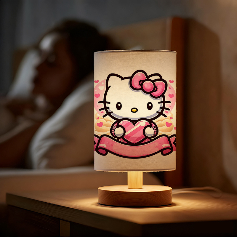 Character USB-Powered Bedside Lamp with Cute Pink Bow & Heart Design