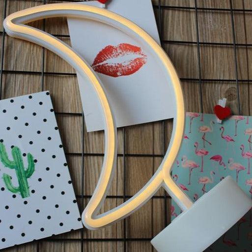 USB And Battery Powered Crescent Moon Neon Modelling Lamp-3D Optical Lamp