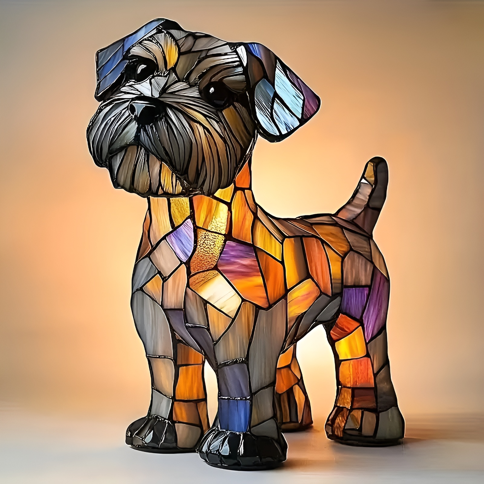 USB LED Schnauzer Figurine Table Lamp