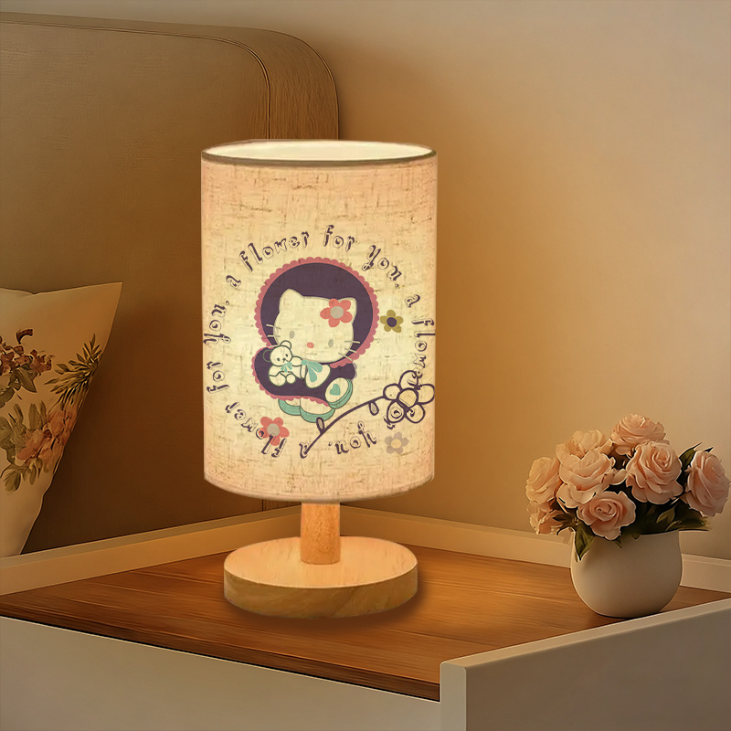 Creative Sanrio Patterns, Perfect for Bedside Decoration Sanrio Linen Table Lamp 