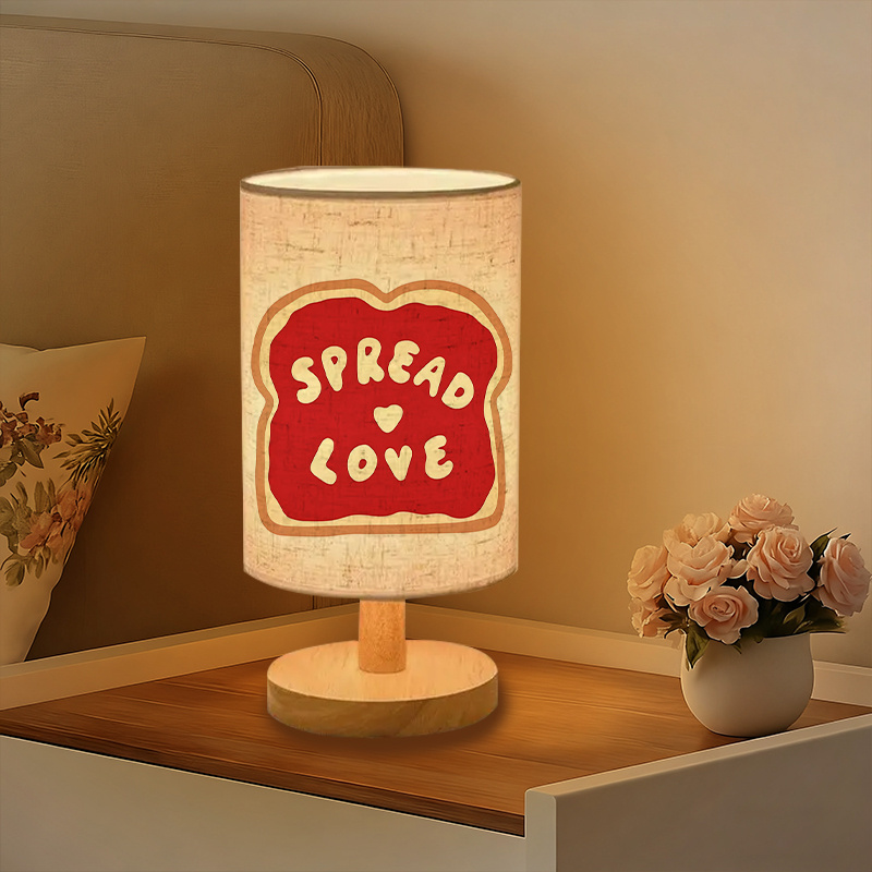 A Modern USB-powered Linen Table Lamp With Creative Patterns