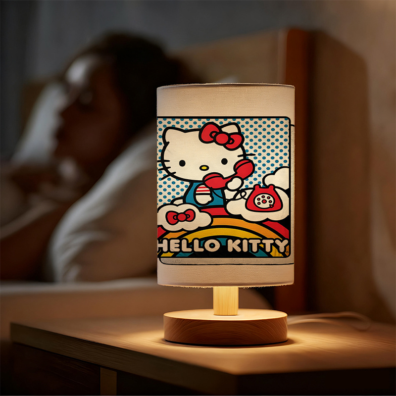 A modern Sanrio USB-powered linen lamp with a creative design, featuring Sanrio patterns