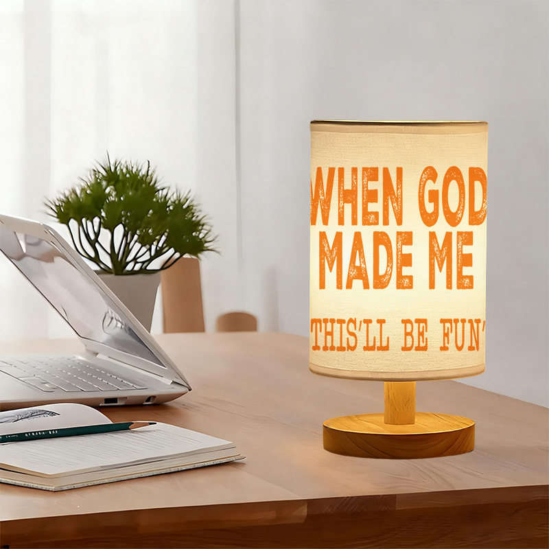 Modern USB-Powered Linen Table Lamp with Inspirational Verse Design