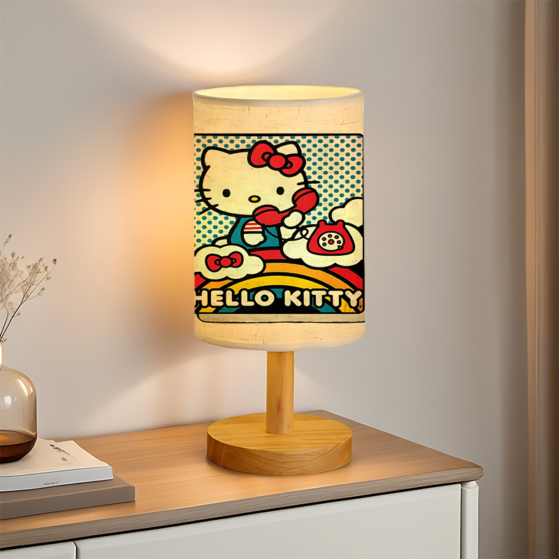A modern Sanrio USB-powered linen lamp with a creative design, featuring Sanrio patterns