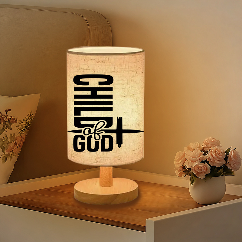 Modern USB-Powered Linen Table Lamp with Elegant & Pattern