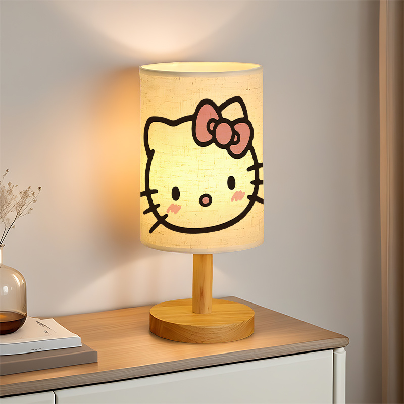 Modern USB-powered Sanrio Linen Table Lamp Perfect for Bedside Decoration