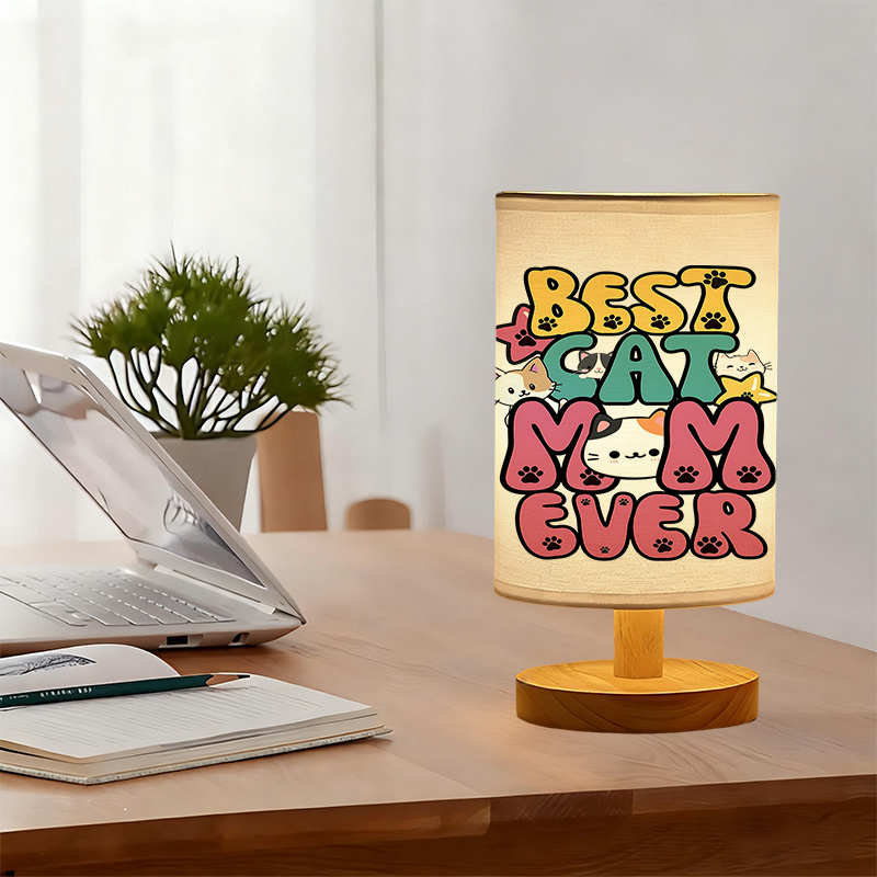 A Modern USB-powered Linen Table Lamp with Creative Patterns