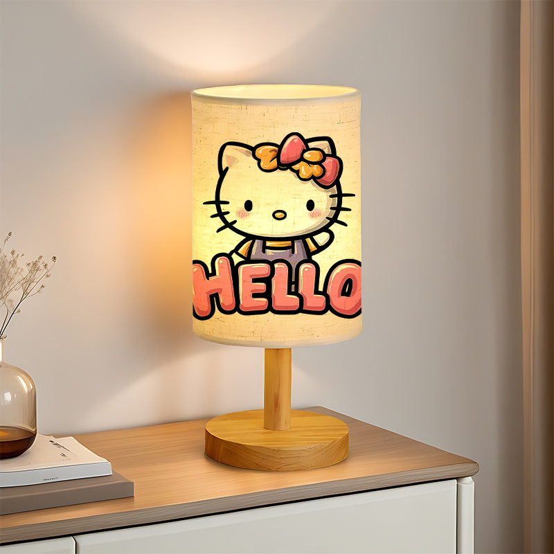 Sanrio Character USB-Powered Modern Bedside Lamp with Cute Pink Bow & Heart Design
