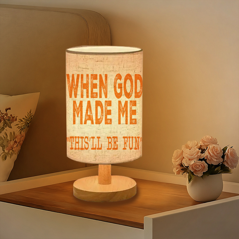 Modern USB-Powered Linen Table Lamp with Inspirational Verse Design
