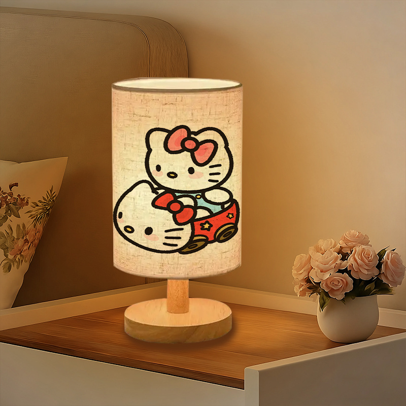 Modern USB-powered Sanrio Linen Table Lamp Creative Sanrio Patterns