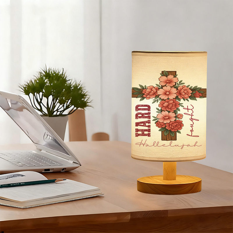 USB Powered Linen Table Lamp With Floral Pattern And Hard Work