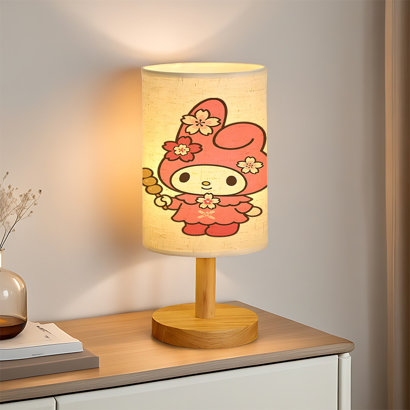 A modern Sanrio USB-powered linen lamp with a creative design, featuring Sanrio patterns