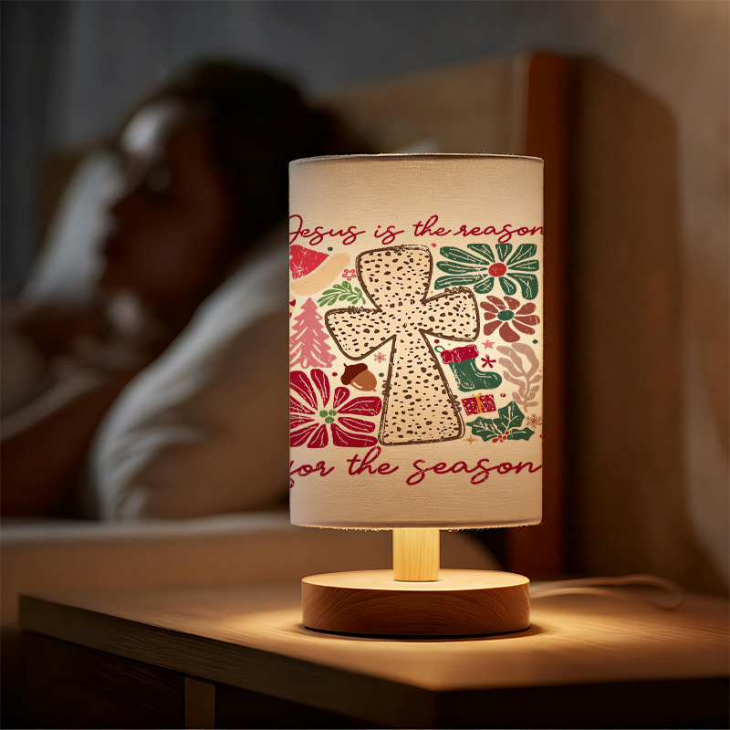 Modern USB Powered Linen Table Lamp with Floral ndA Bird Pattern Shade