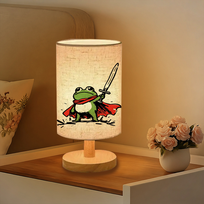 A Modern USB powered Linen Table Lamp with Creative Patterns and Perfect for Bedside Decoration