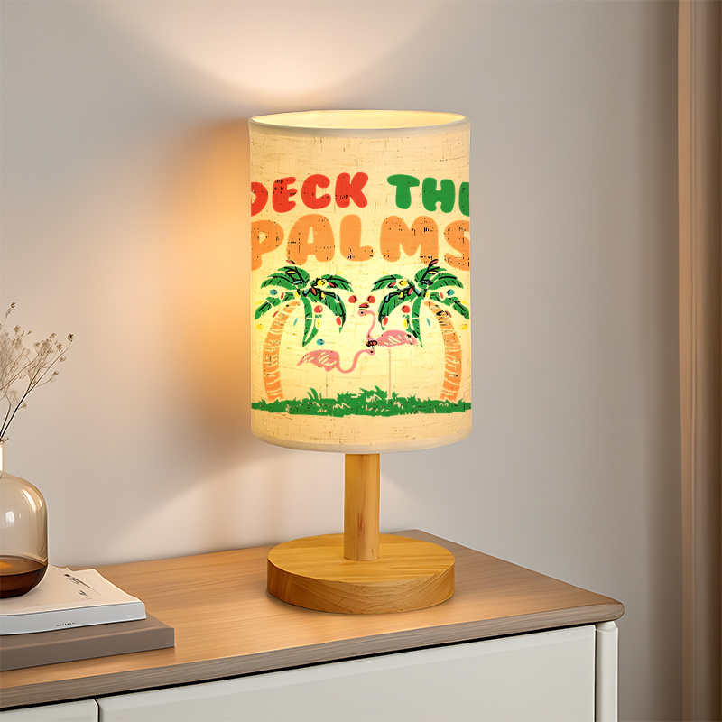 A Modern USB-powered Linen Table Lamp with Creative Pattern