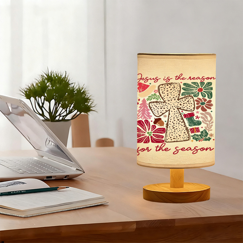 Modern USB Powered Linen Table Lamp with Floral ndA Bird Pattern Shade