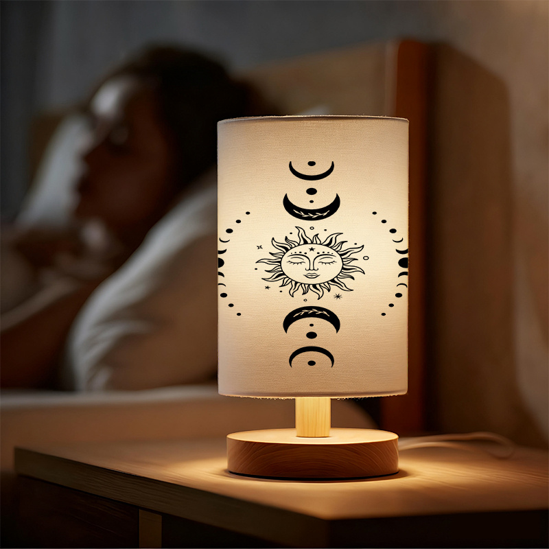 A Modern USB Powered Linen Table Lamp With Creative Patterns