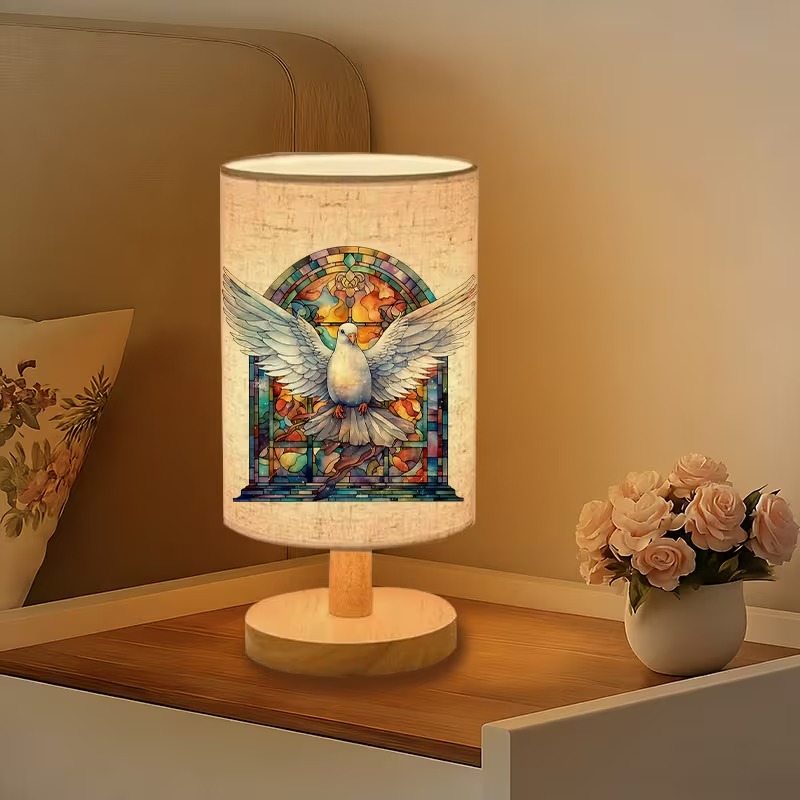 Mosaic Dove Themed USB Powered Bedside Lamp